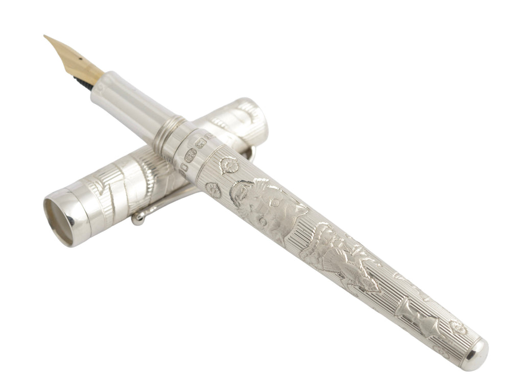 Anthony Elson Sterling Silver Millennium Fountain Pen 18ct Gold Nib - Goldsmiths (C2945)