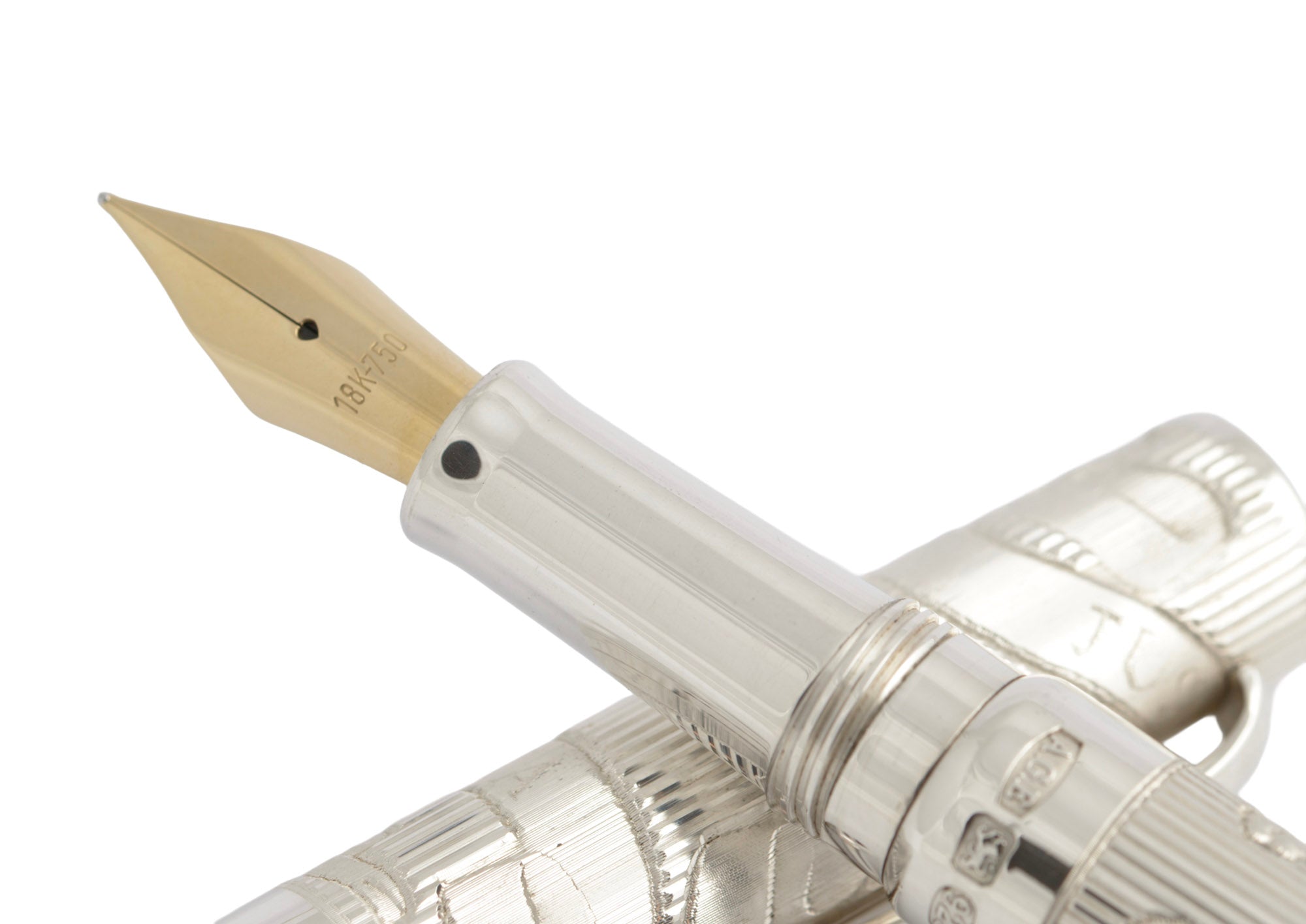 Anthony Elson Sterling Silver Millennium Fountain Pen 18ct Gold Nib - Goldsmiths (C2945)