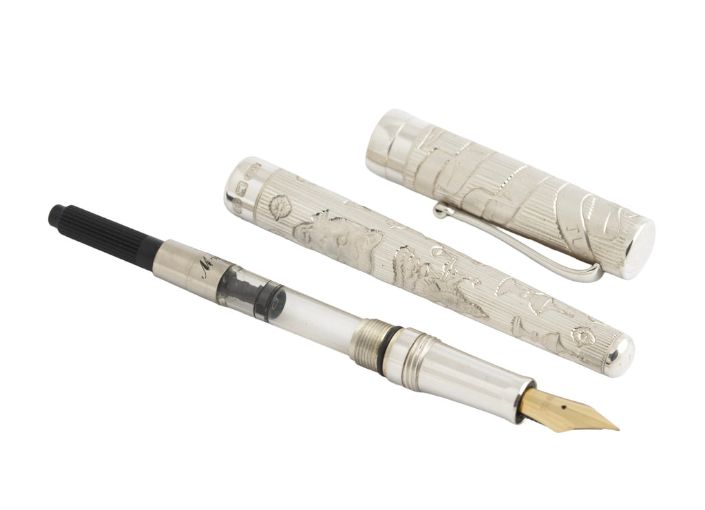 Anthony Elson Sterling Silver Millennium Fountain Pen 18ct Gold Nib - Goldsmiths (C2945)