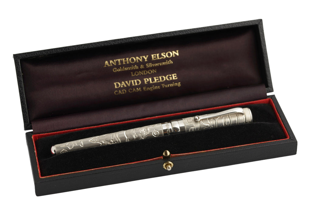 Anthony Elson Sterling Silver Millennium Fountain Pen 18ct Gold Nib - Goldsmiths (C2945)