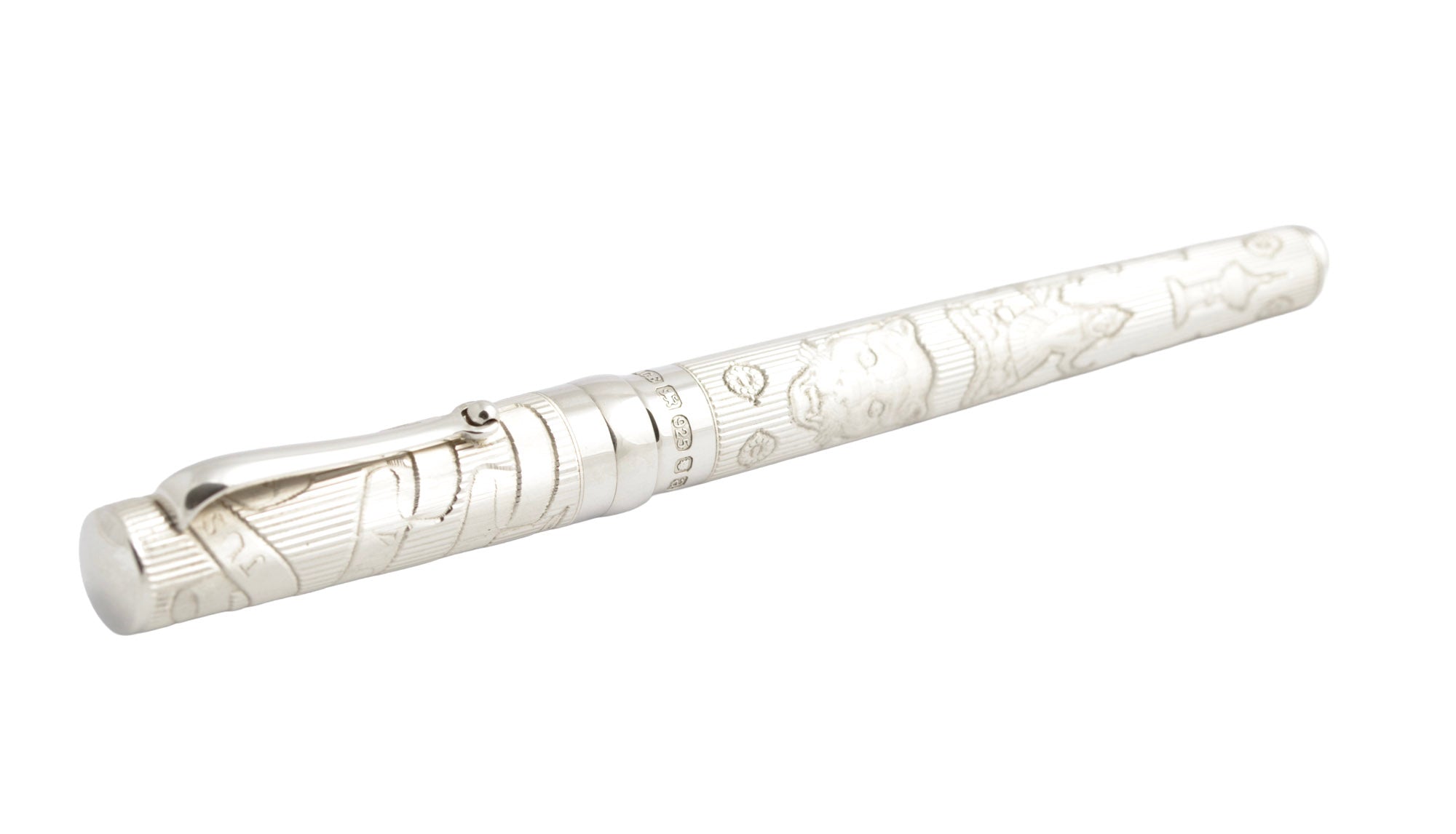 Anthony Elson Sterling Silver Millennium Fountain Pen 18ct Gold Nib - Goldsmiths (C2945)