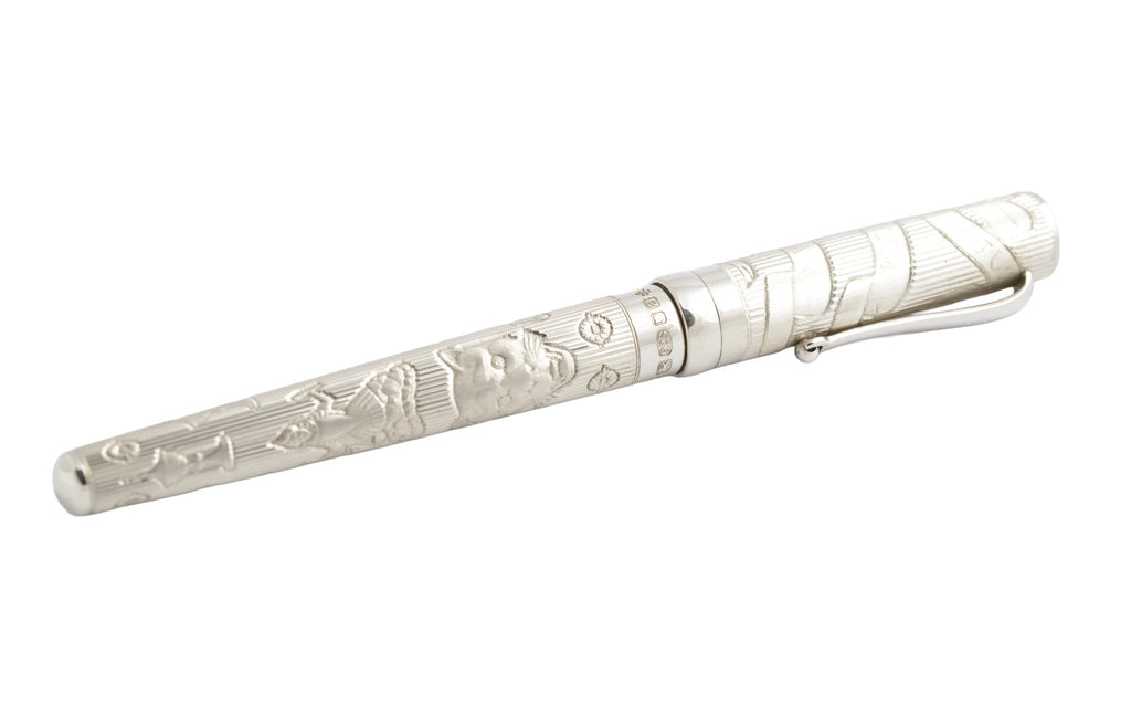 Anthony Elson Sterling Silver Millennium Fountain Pen 18ct Gold Nib - Goldsmiths (C2945)