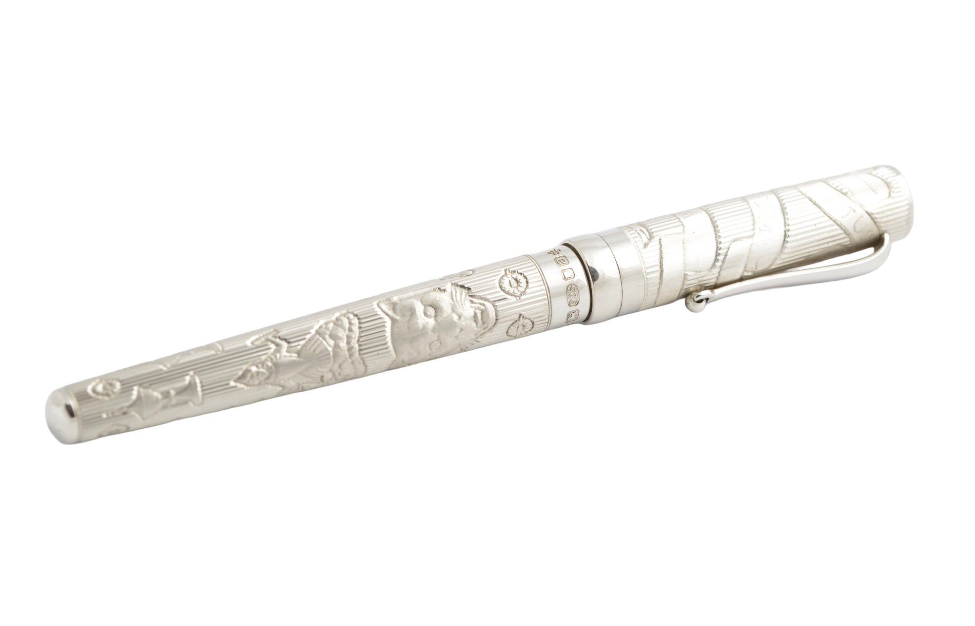 Anthony Elson Sterling Silver Millennium Fountain Pen 18ct Gold Nib - Goldsmiths (C2945)