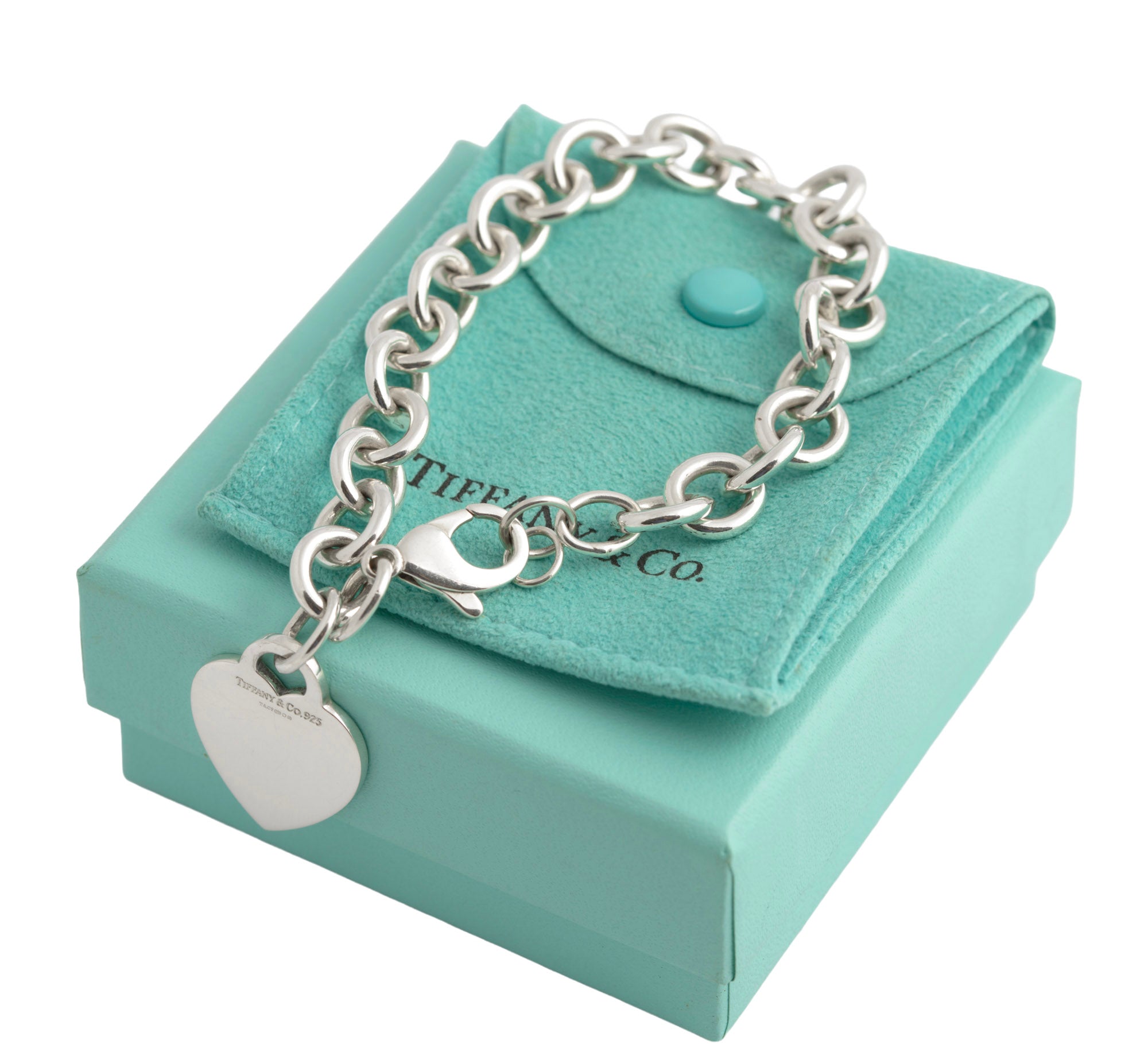 Tiffany & Co Sterling Silver Heart Tag Bracelet 2004 Hallmarked Boxed & Pouch (C2946)