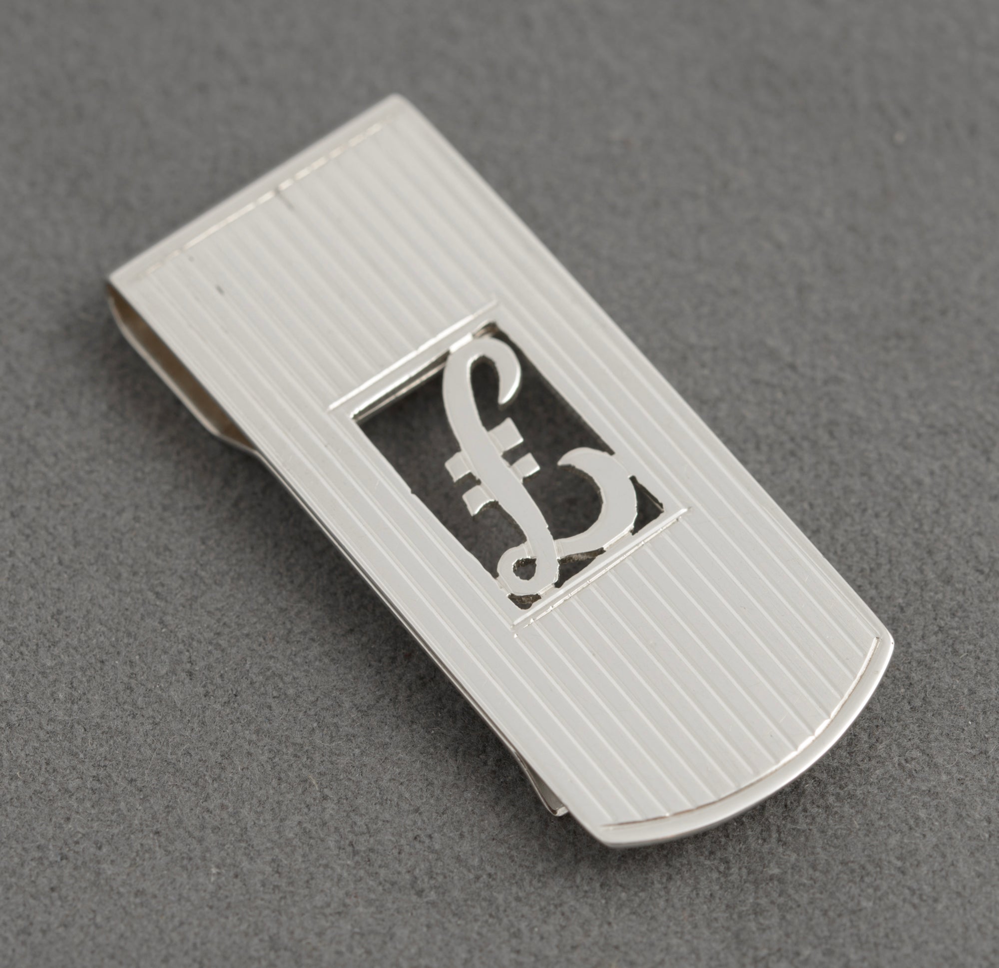 Vintage Sterling Silver 925 Money Clip & Pound Symbol S J Rose Hallmarked 1982 (C2947)