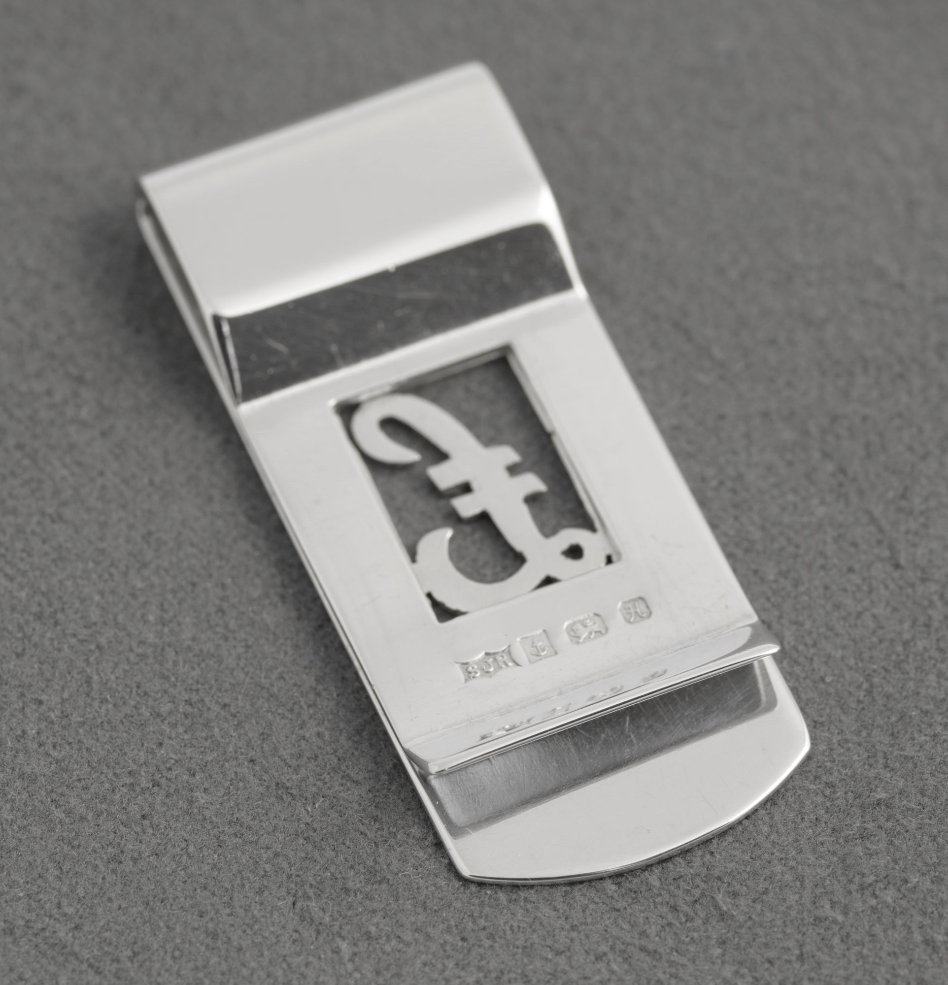 Vintage Sterling Silver 925 Money Clip & Pound Symbol S J Rose Hallmarked 1982 (C2947)