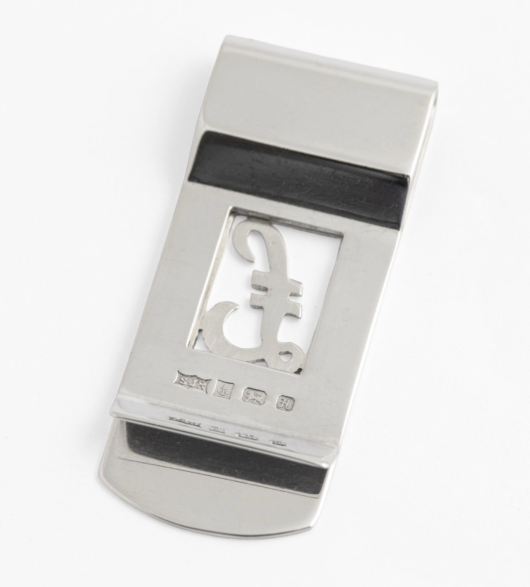 Vintage Sterling Silver 925 Money Clip & Pound Symbol S J Rose Hallmarked 1982 (C2947)