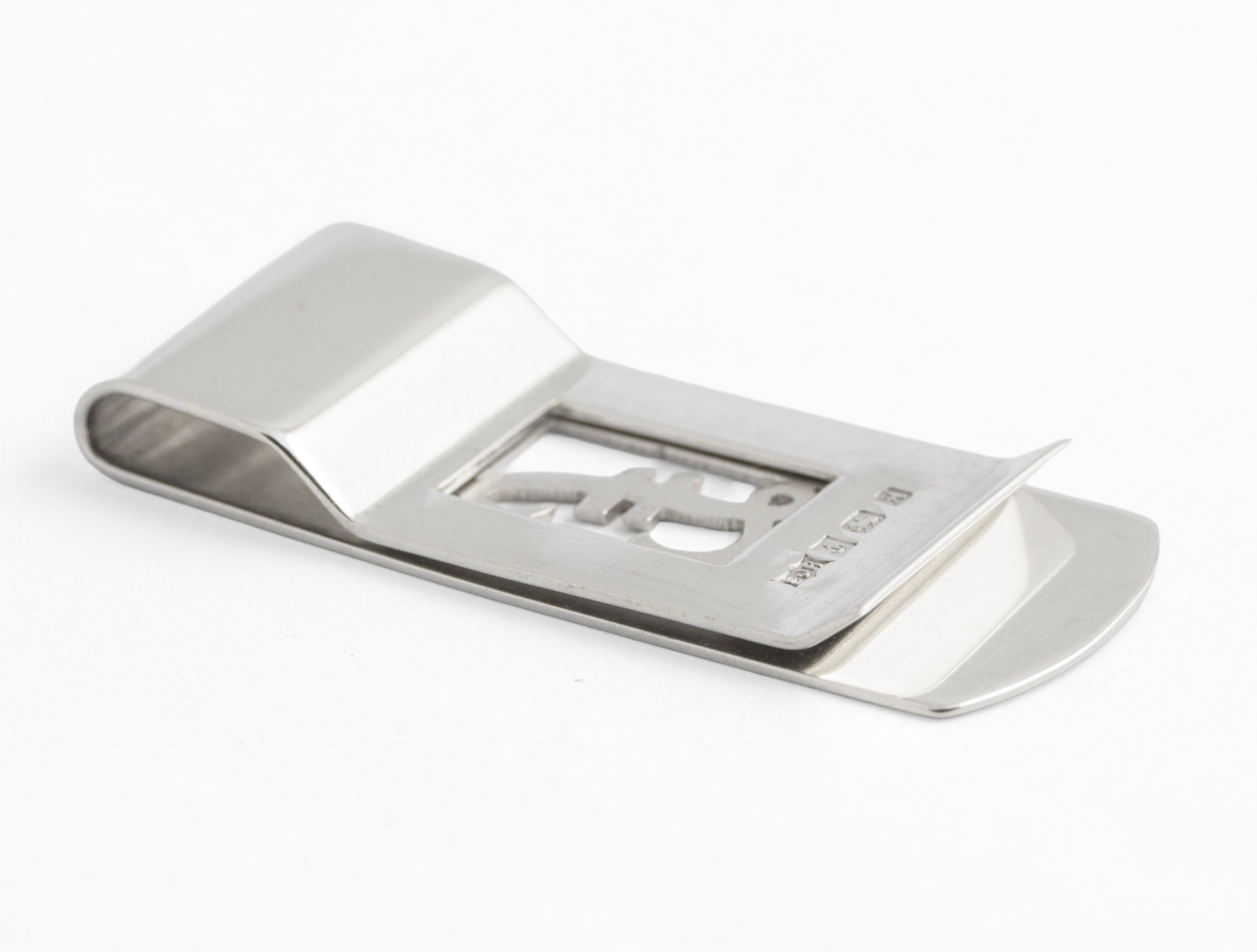 Vintage Sterling Silver 925 Money Clip & Pound Symbol S J Rose Hallmarked 1982 (C2947)