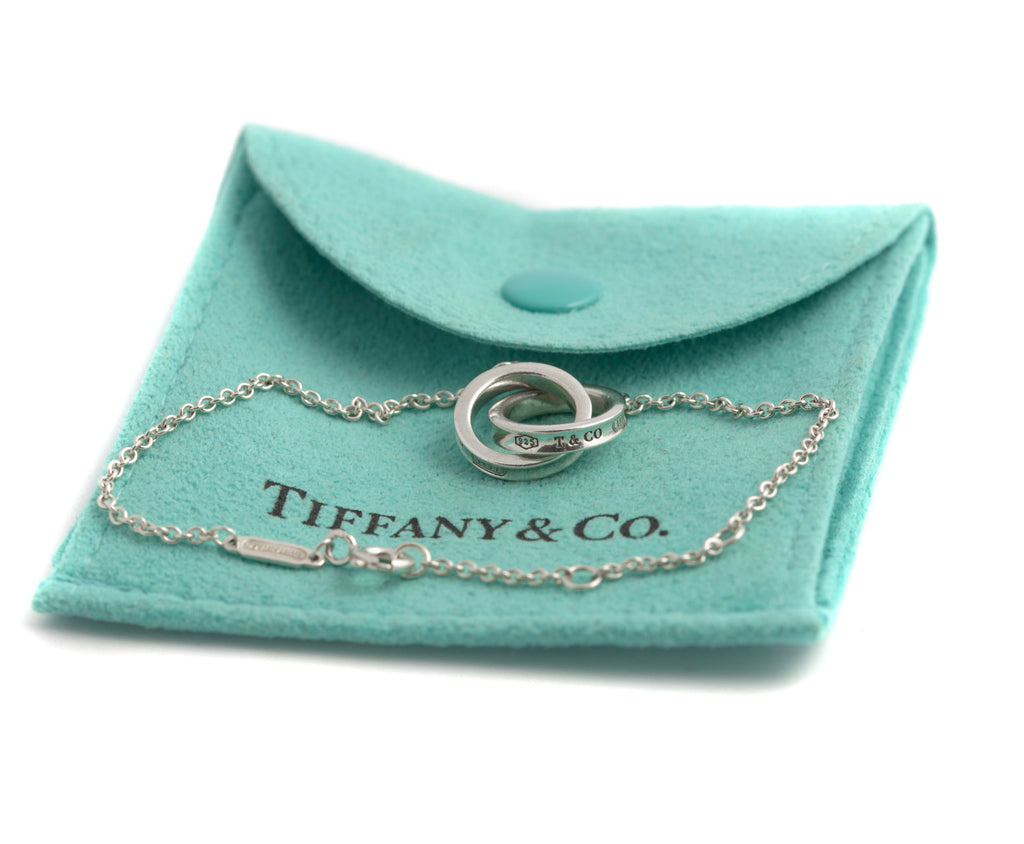 Tiffany & Co Sterling Silver 925 Interlocking Circles Bracelet T&Co 1837 Pouch  (C2948)