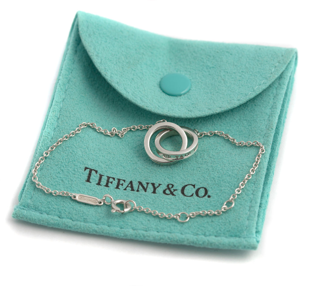 Tiffany & Co Sterling Silver 925 Interlocking Circles Bracelet T&Co 1837 Pouch  (C2948)