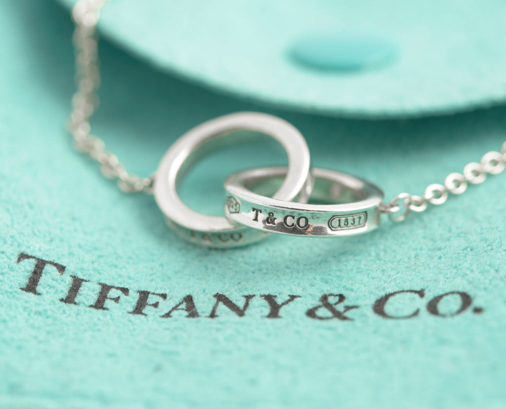 Tiffany & Co Sterling Silver 925 Interlocking Circles Bracelet T&Co 1837 Pouch  (C2948)