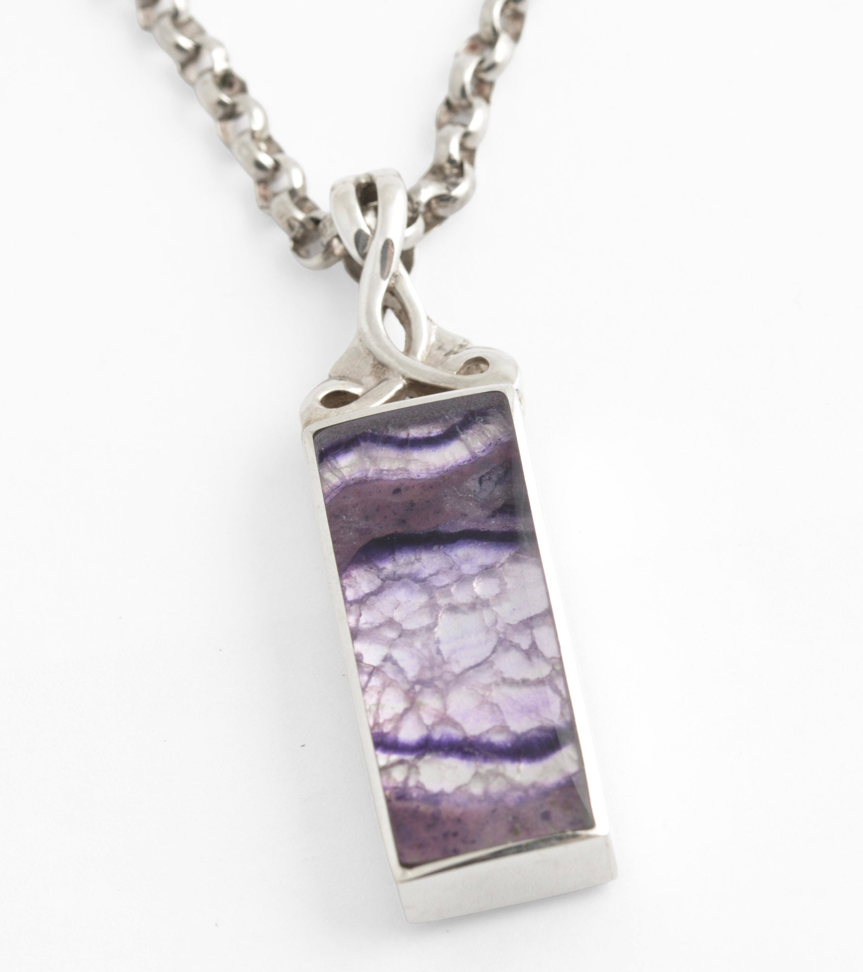 Blue John Sterling Silver Pendant Necklace David Scott Walker Hallmarked 2019 (C2950)