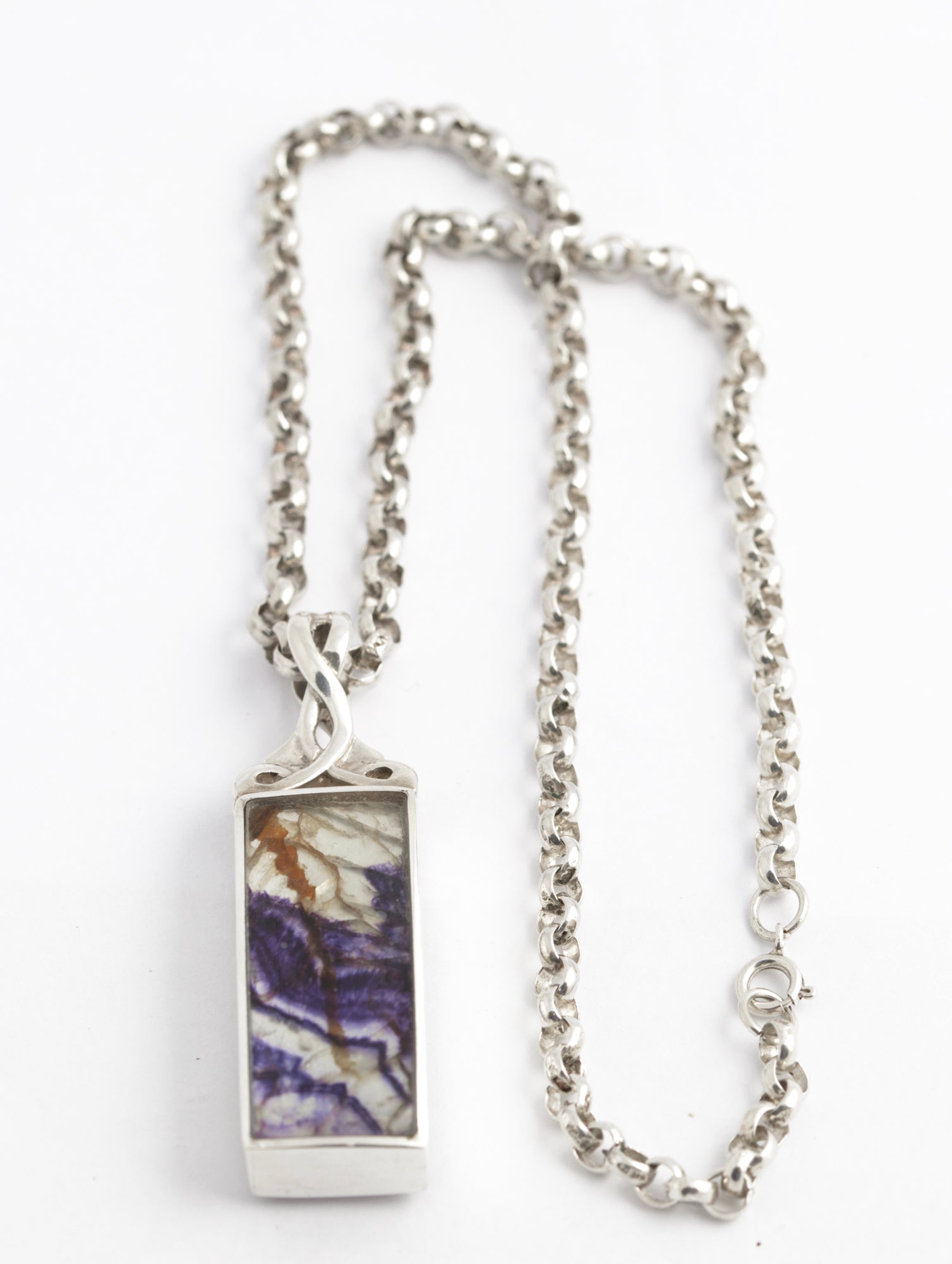 Blue John Sterling Silver Pendant Necklace David Scott Walker Hallmarked 2019 (C2950)