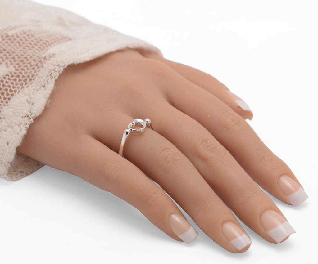 Tiffany & Co Elsa Peretti Open Heart Ring - Sterling Silver - Spain UK Size P (C2951)