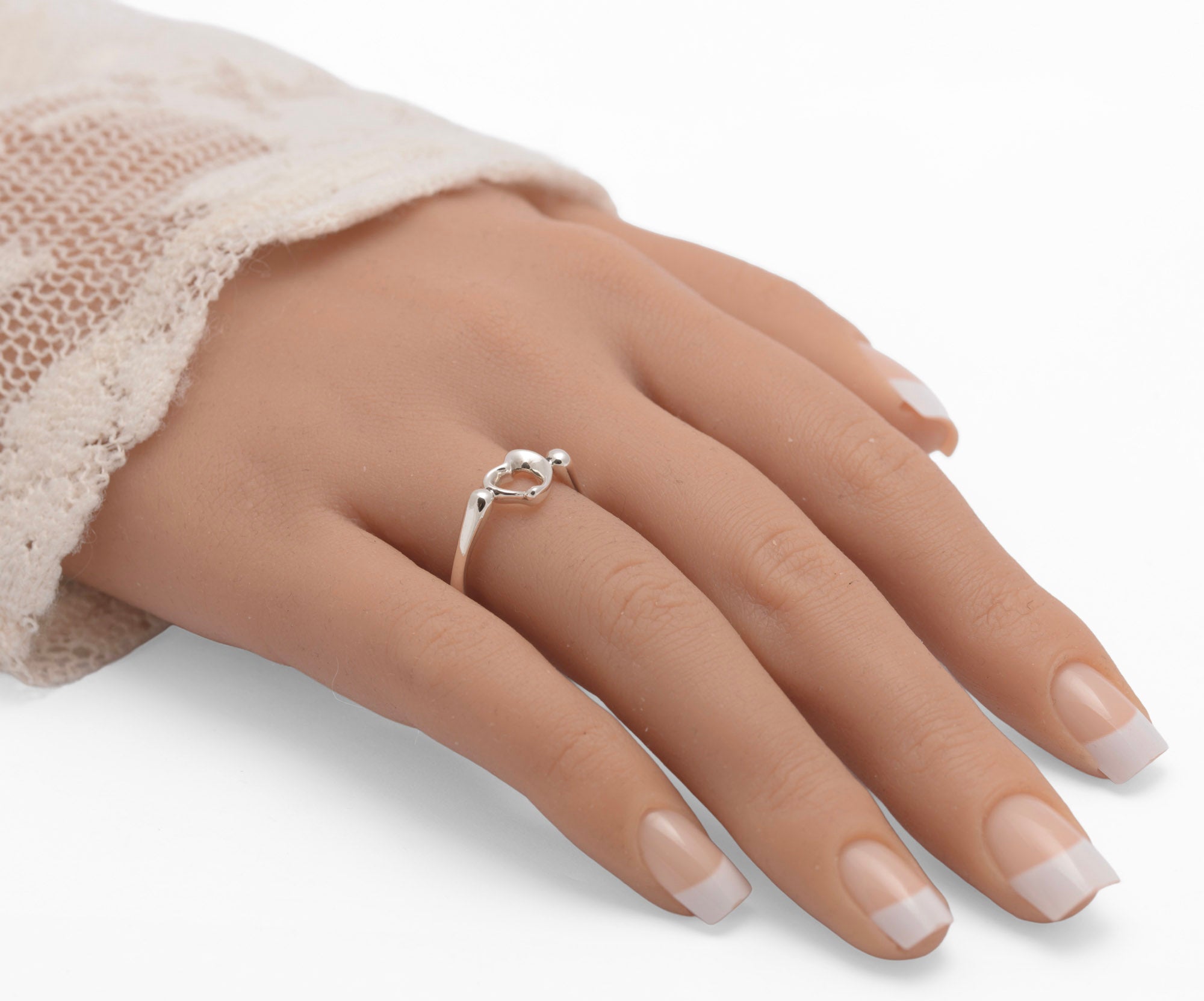 Tiffany & Co Elsa Peretti Open Heart Ring - Sterling Silver - Spain UK Size P (C2951)
