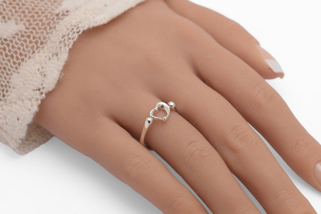 Tiffany & Co Elsa Peretti Open Heart Ring - Sterling Silver - Spain UK Size P (C2951)