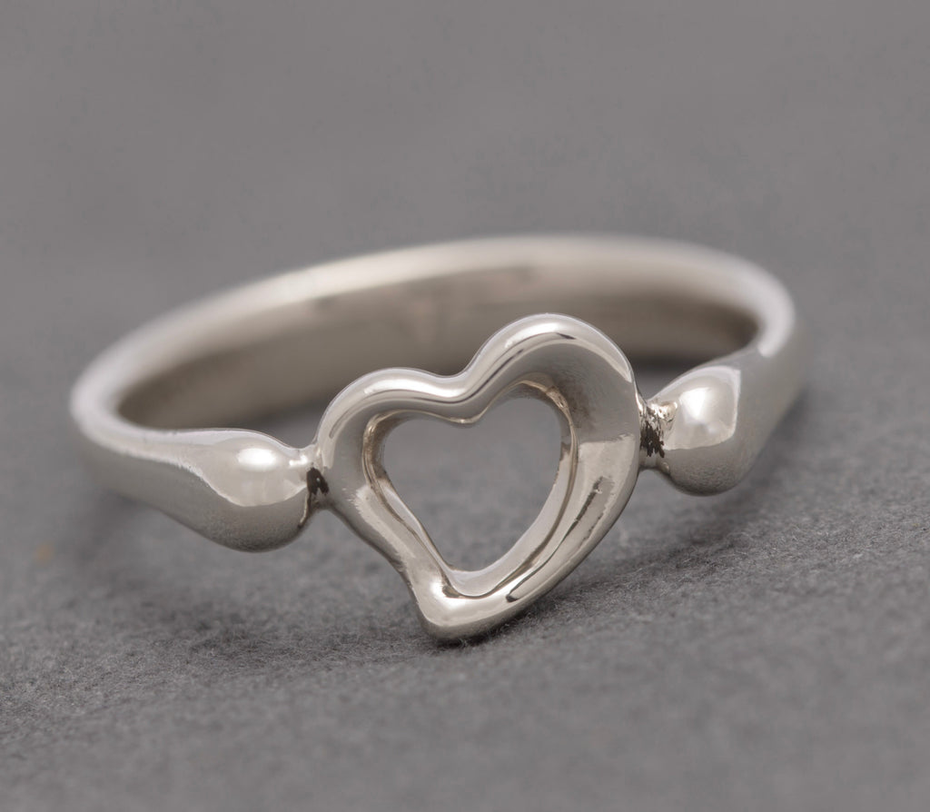 Tiffany & Co Elsa Peretti Open Heart Ring - Sterling Silver - Spain UK Size P (C2951)
