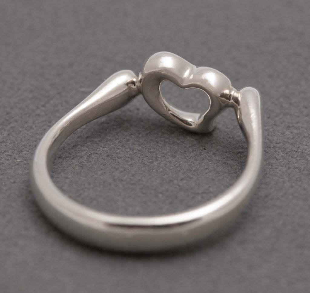 Tiffany & Co Elsa Peretti Open Heart Ring - Sterling Silver - Spain UK Size P (C2951)