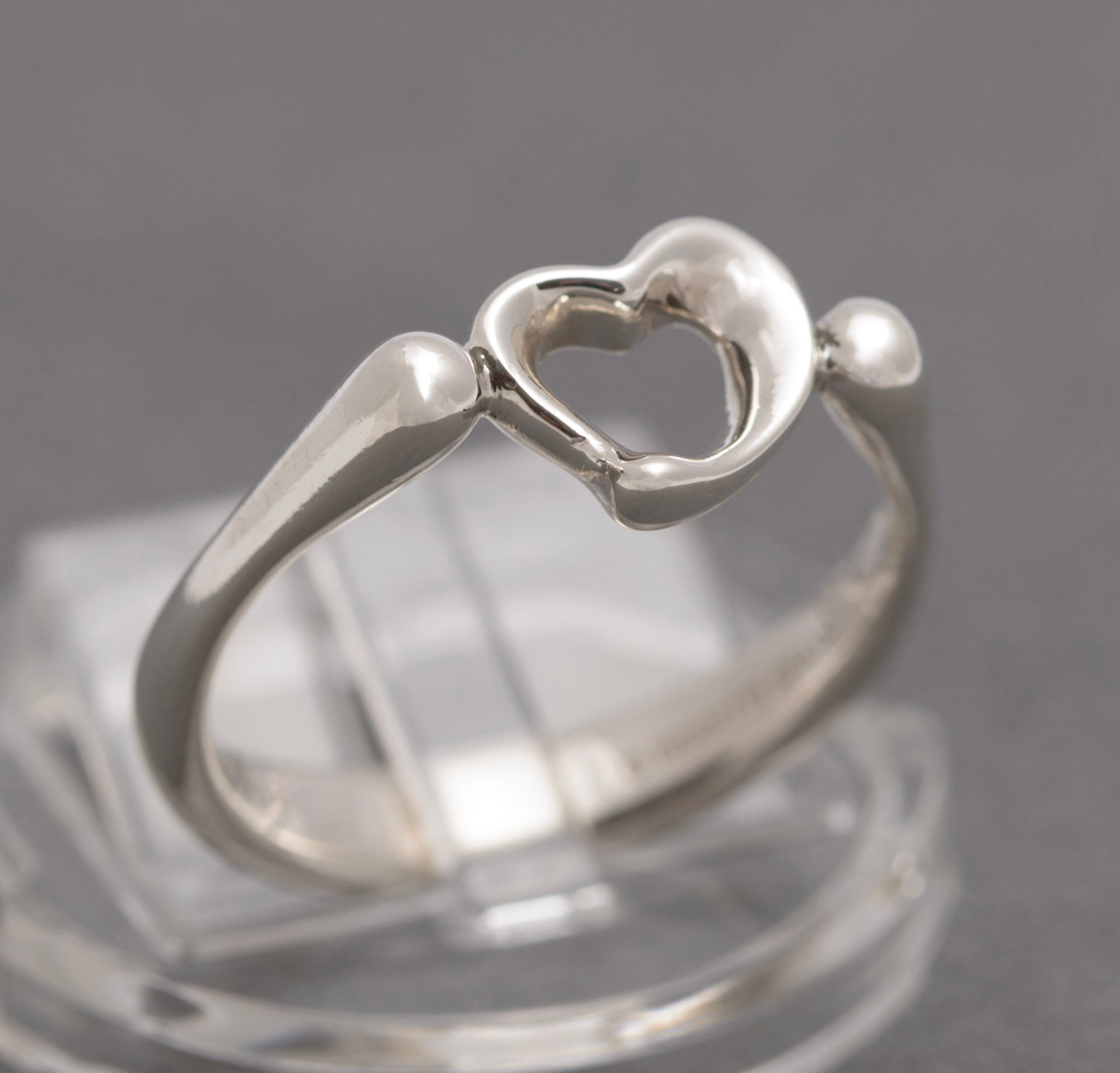 Tiffany & Co Elsa Peretti Open Heart Ring - Sterling Silver - Spain UK Size P (C2951)