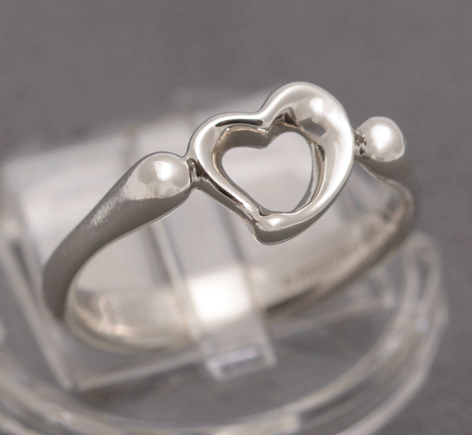 Tiffany & Co Elsa Peretti Open Heart Ring - Sterling Silver - Spain UK Size P (C2951)