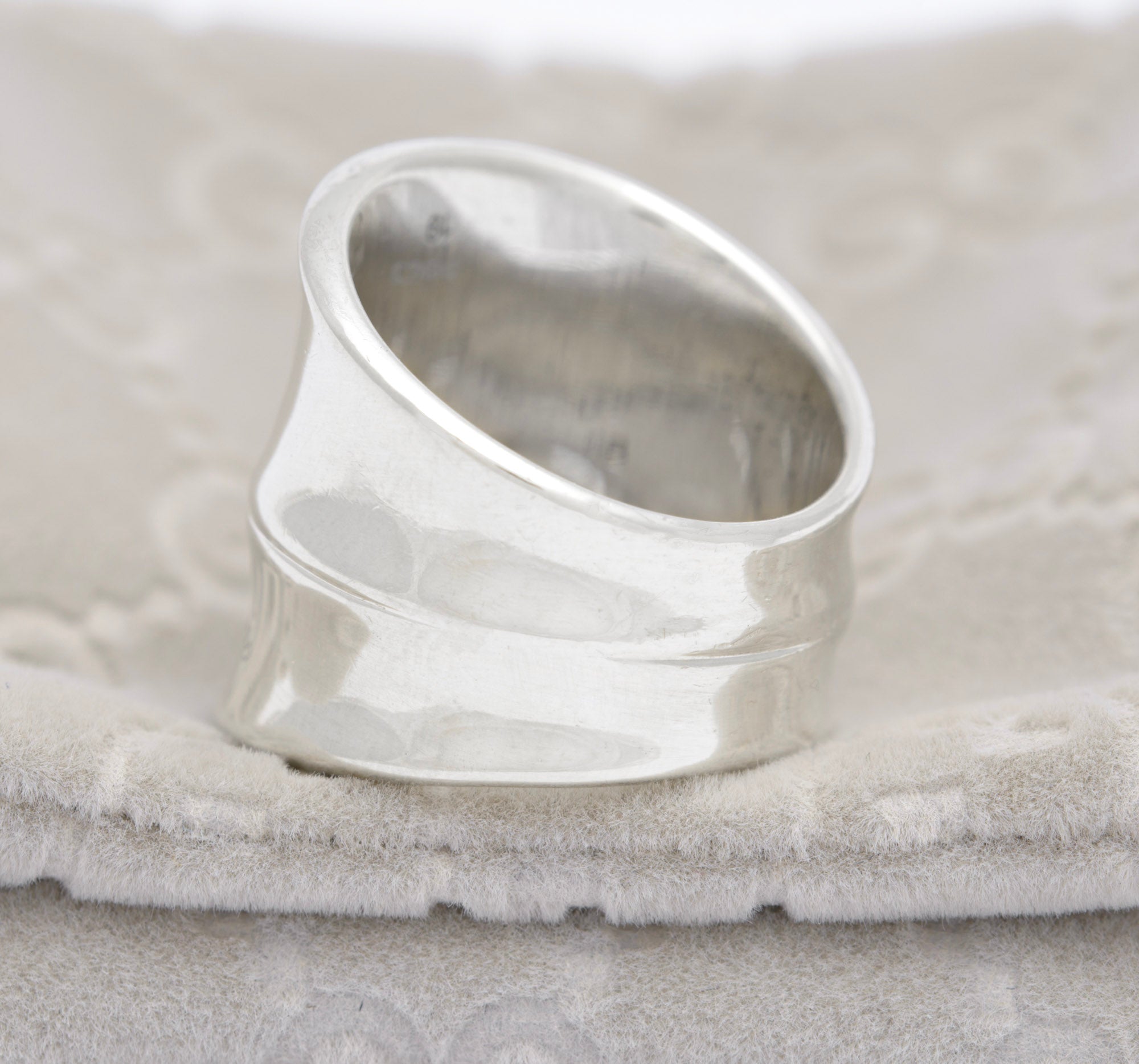 Gucci Bamboo Sterling Silver Ring Boxed - 925 Italian Statement Ring UK Size R (C2952)