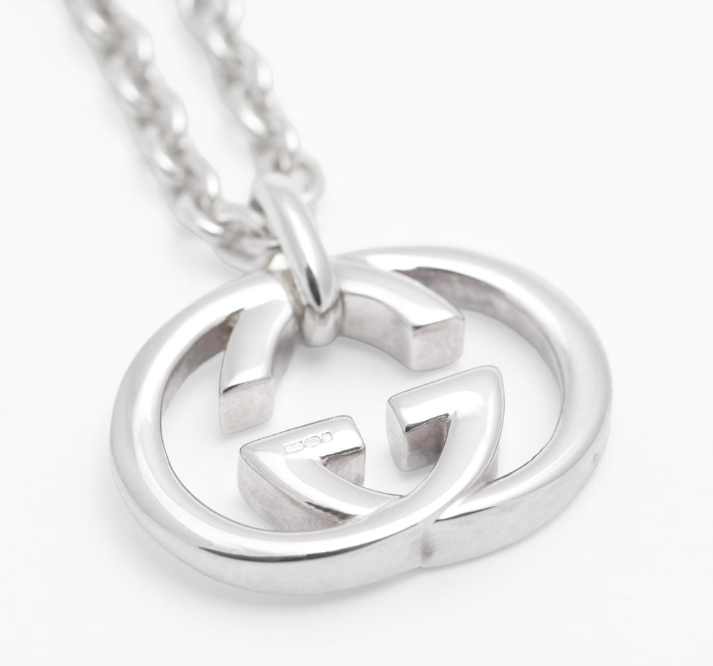 Gucci Double G Heavy Sterling Silver Pendant Necklace - Boxed 925 Italian (C2953)