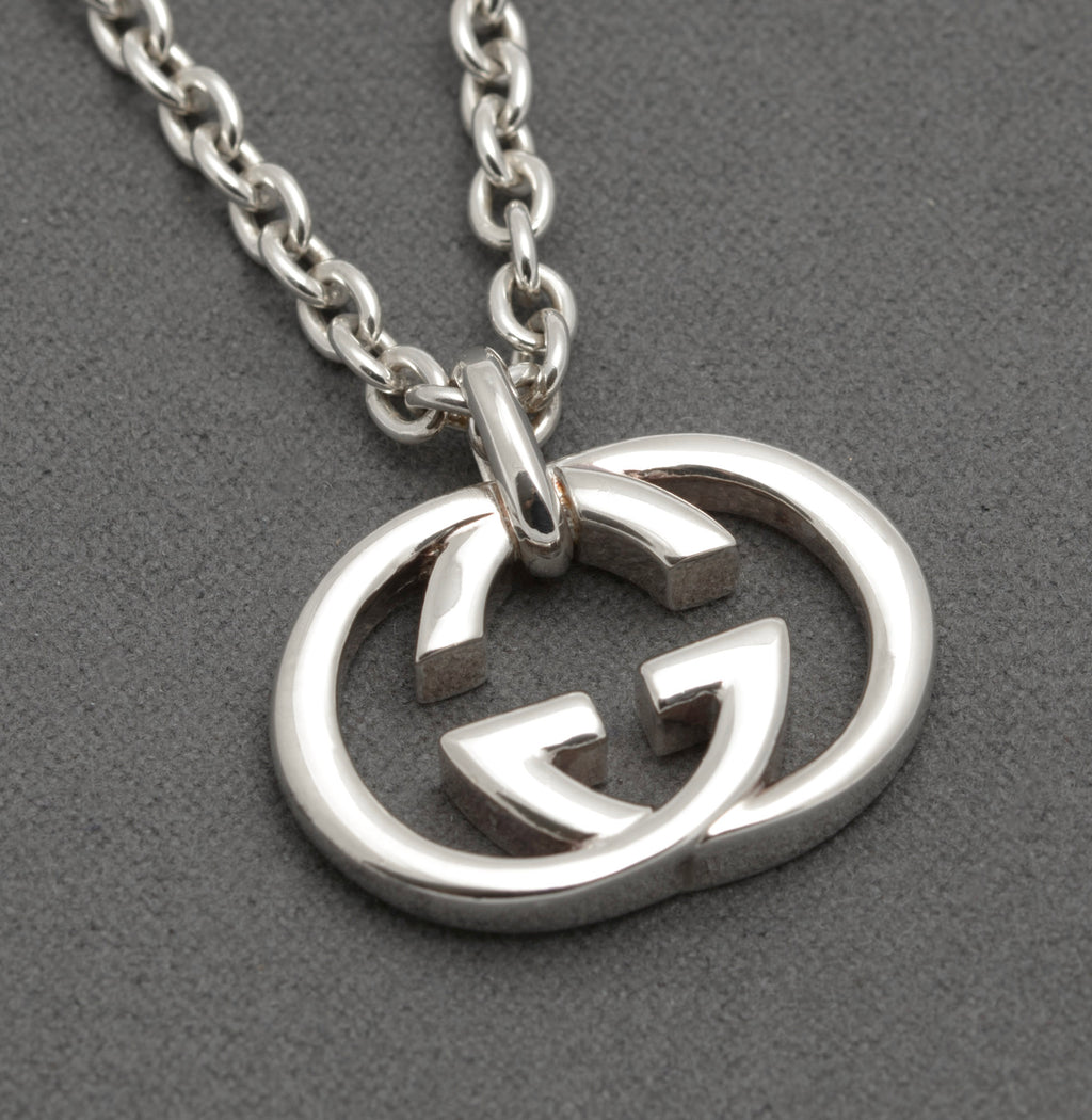 Gucci Double G Heavy Sterling Silver Pendant Necklace - Boxed 925 Italian (C2953)