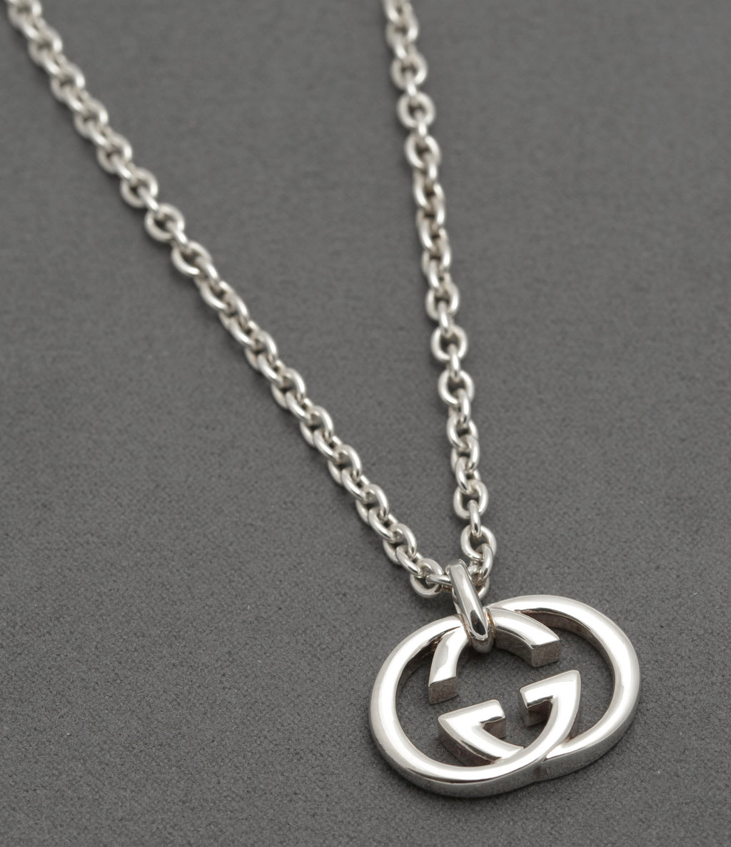 Gucci Double G Heavy Sterling Silver Pendant Necklace - Boxed 925 Italian (C2953)