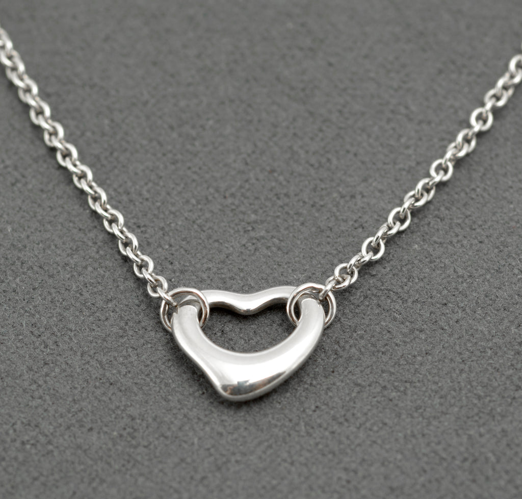 Tiffany & Co Elsa Peretti Three Open Heart Sterling Silver Choker Necklace, Retired Design, Boxed (C2955)