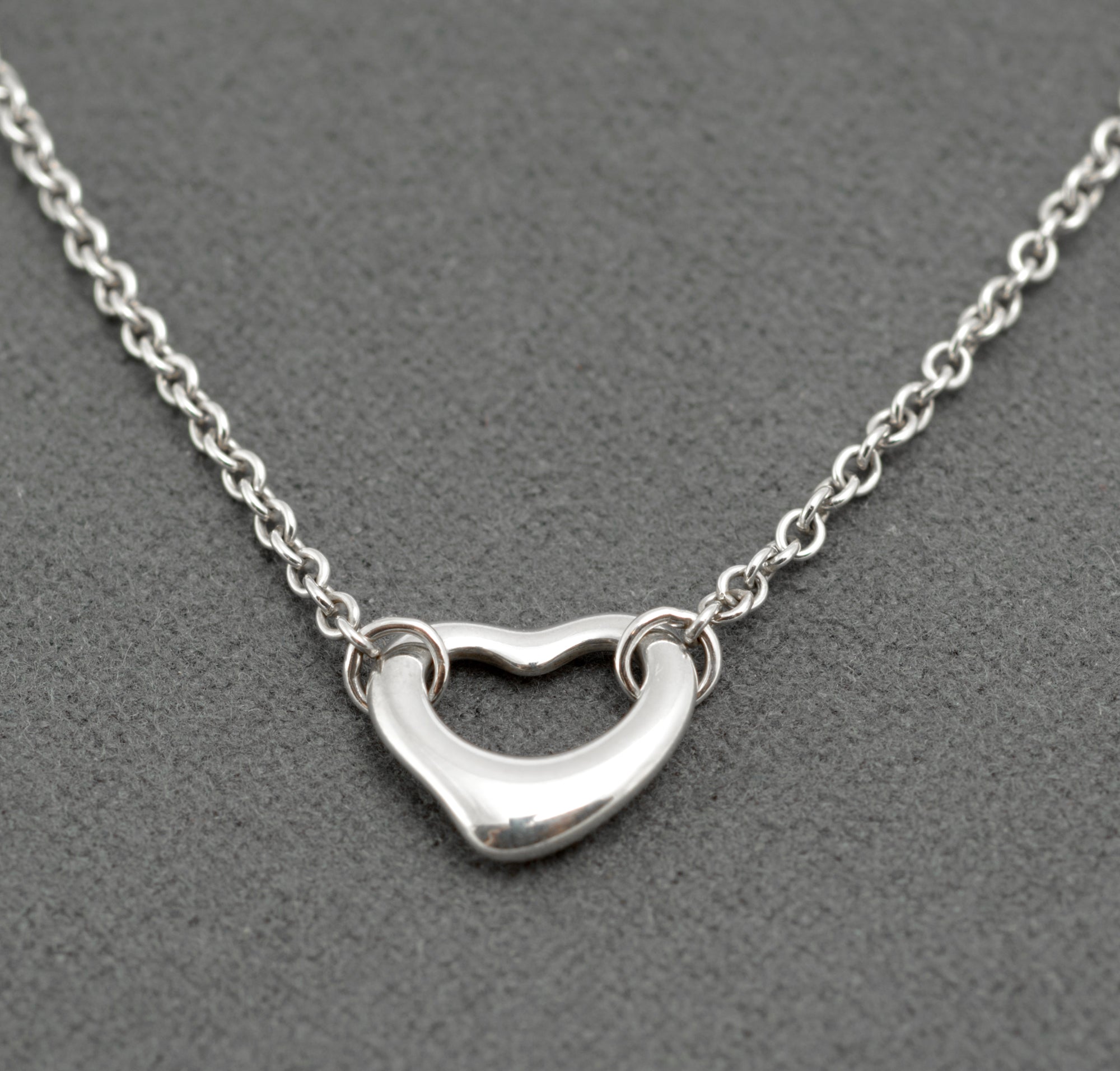 Tiffany & Co Elsa Peretti Three Open Heart Sterling Silver Choker Necklace, Retired Design, Boxed (C2955)