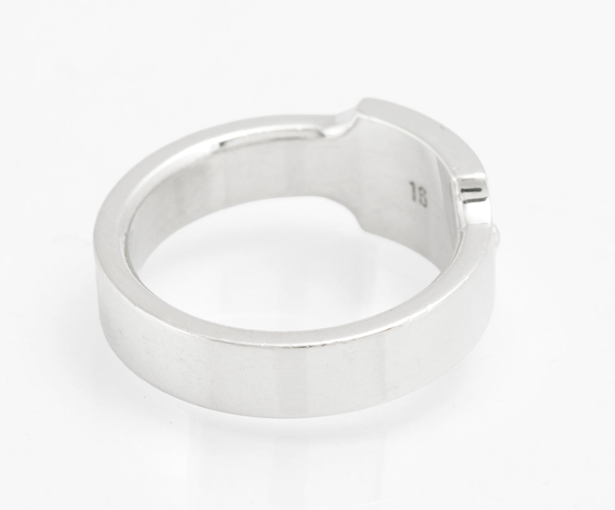 Gucci Sterling Silver Wide Band Ring with Logo Tag Top, Uk Size 01/2, Vintage, Made in Italy (C2957)