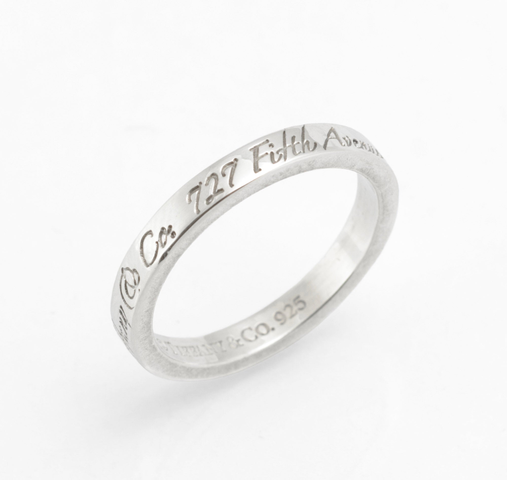 Tiffany & Co 727 Fifth Avenue Classic Script, Sterling Silver 925 Ring, UK Size M (C2958)