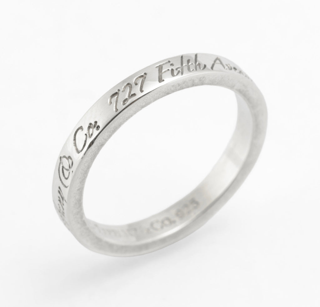 Tiffany & Co 727 Fifth Avenue Classic Script, Sterling Silver 925 Ring, UK Size M (C2958)