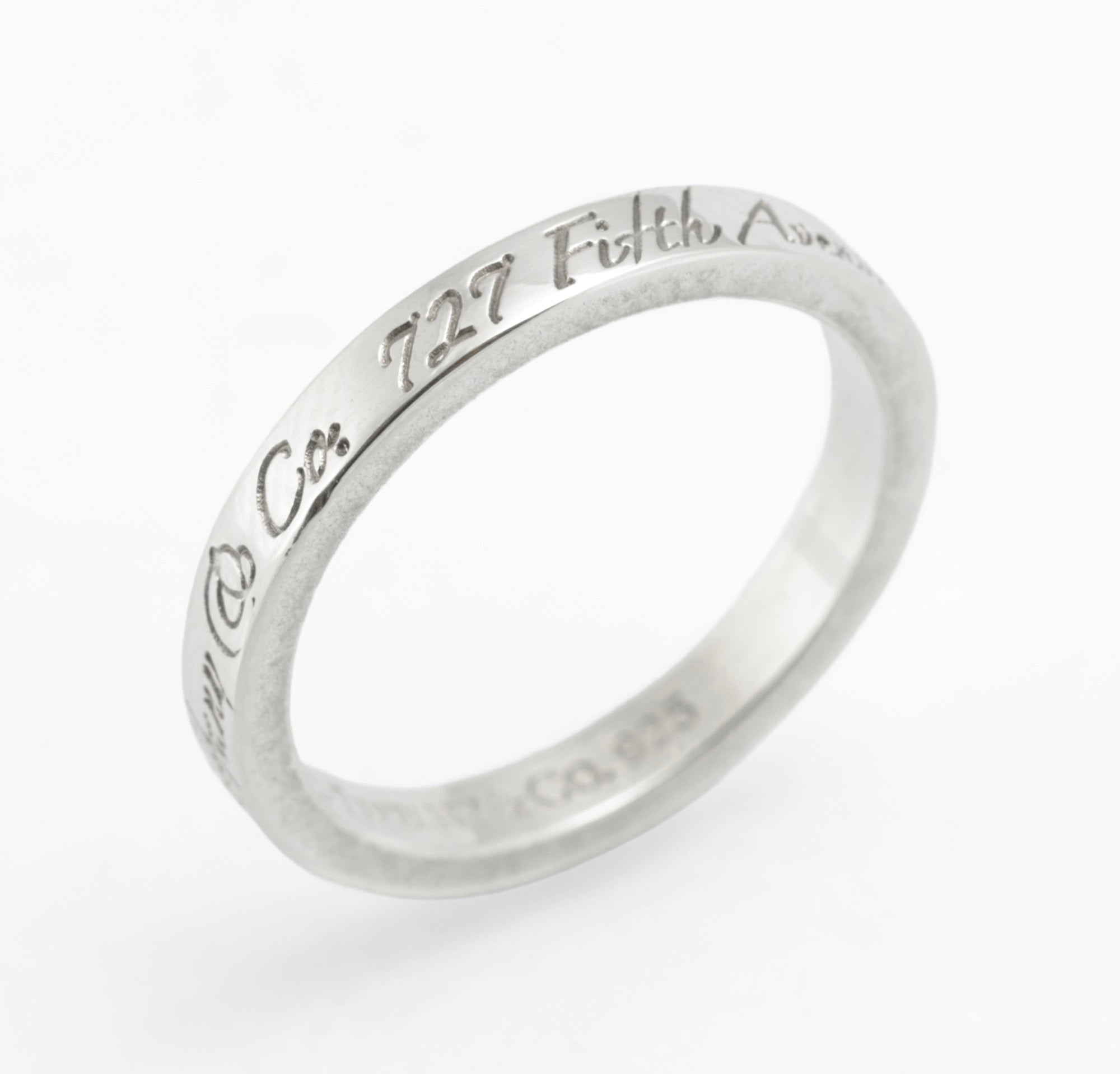 Tiffany & Co 727 Fifth Avenue Classic Script, Sterling Silver 925 Ring, UK Size M (C2958)