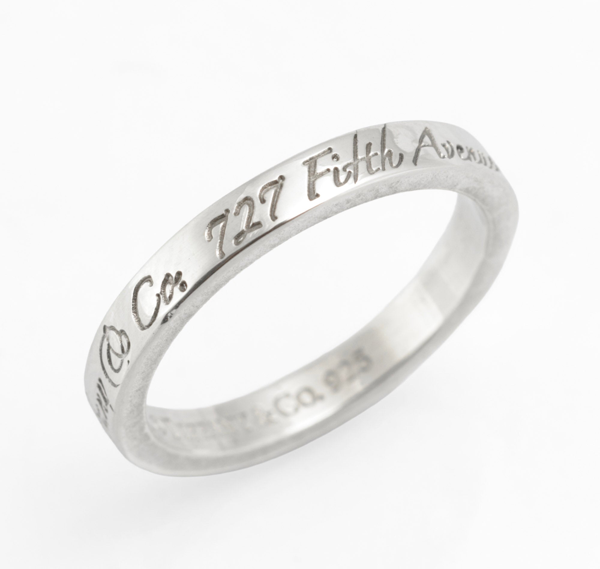 Tiffany & Co 727 Fifth Avenue Classic Script, Sterling Silver 925 Ring, UK Size M (C2958)