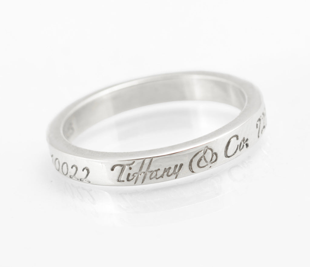 Tiffany & Co 727 Fifth Avenue Classic Script, Sterling Silver 925 Ring, UK Size M (C2958)