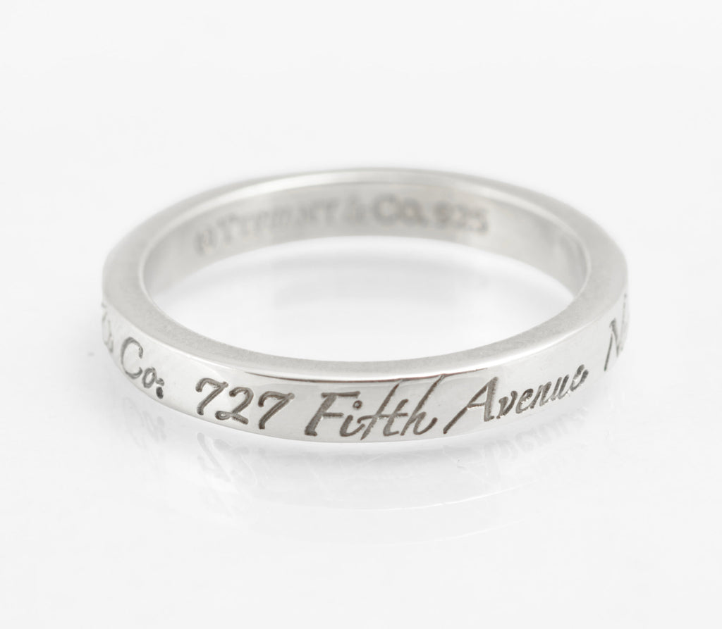 Tiffany & Co 727 Fifth Avenue Classic Script, Sterling Silver 925 Ring, UK Size M (C2958)