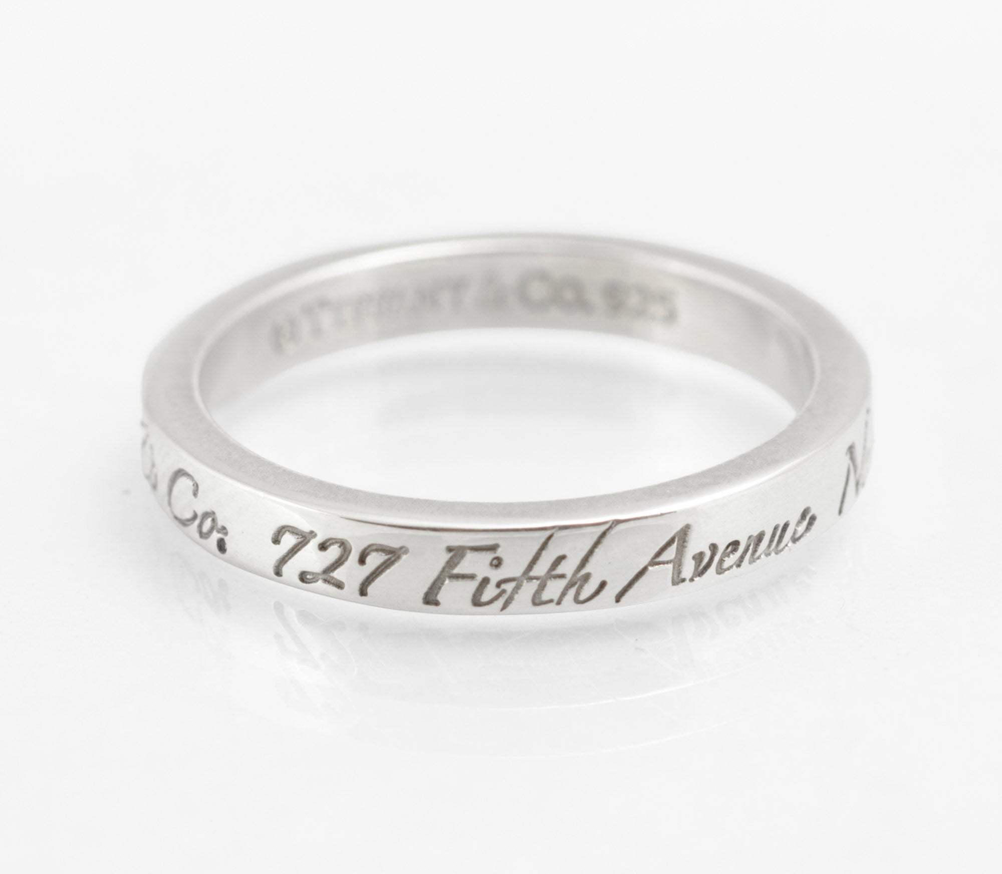 Tiffany & Co 727 Fifth Avenue Classic Script, Sterling Silver 925 Ring, UK Size M (C2958)