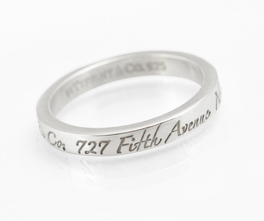Tiffany & Co 727 Fifth Avenue Classic Script, Sterling Silver 925 Ring, UK Size M (C2958)