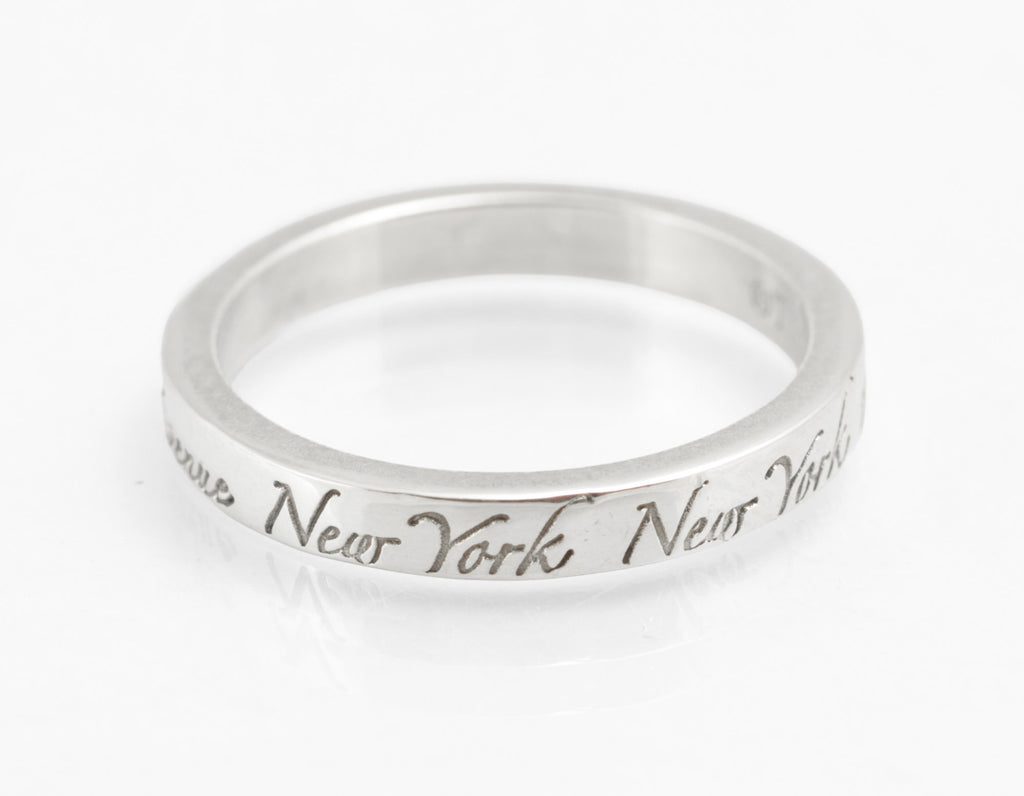 Tiffany & Co 727 Fifth Avenue Classic Script, Sterling Silver 925 Ring, UK Size M (C2958)