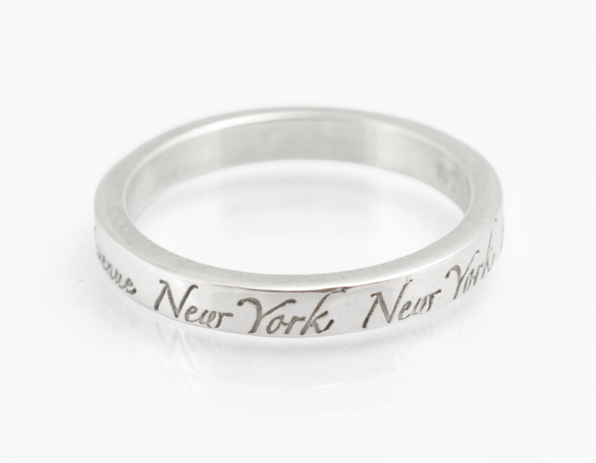 Tiffany & Co 727 Fifth Avenue Classic Script, Sterling Silver 925 Ring, UK Size M (C2958)