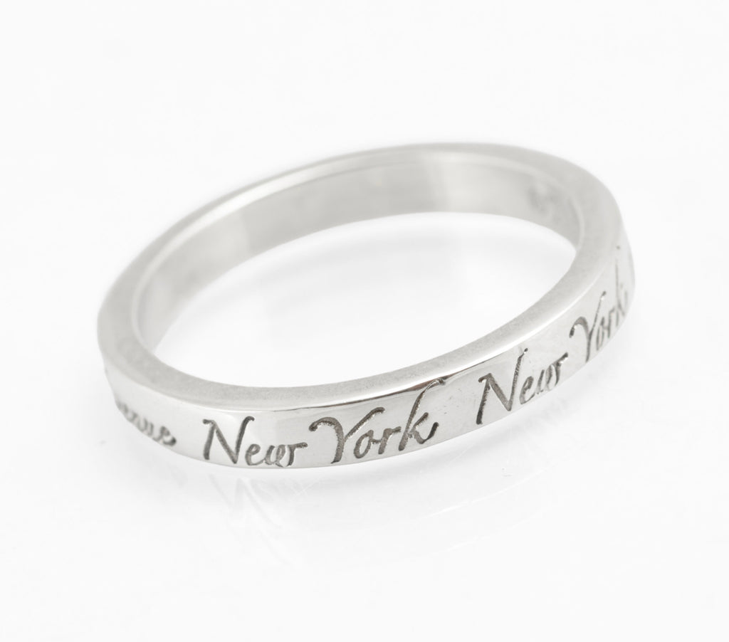 Tiffany & Co 727 Fifth Avenue Classic Script, Sterling Silver 925 Ring, UK Size M (C2958)