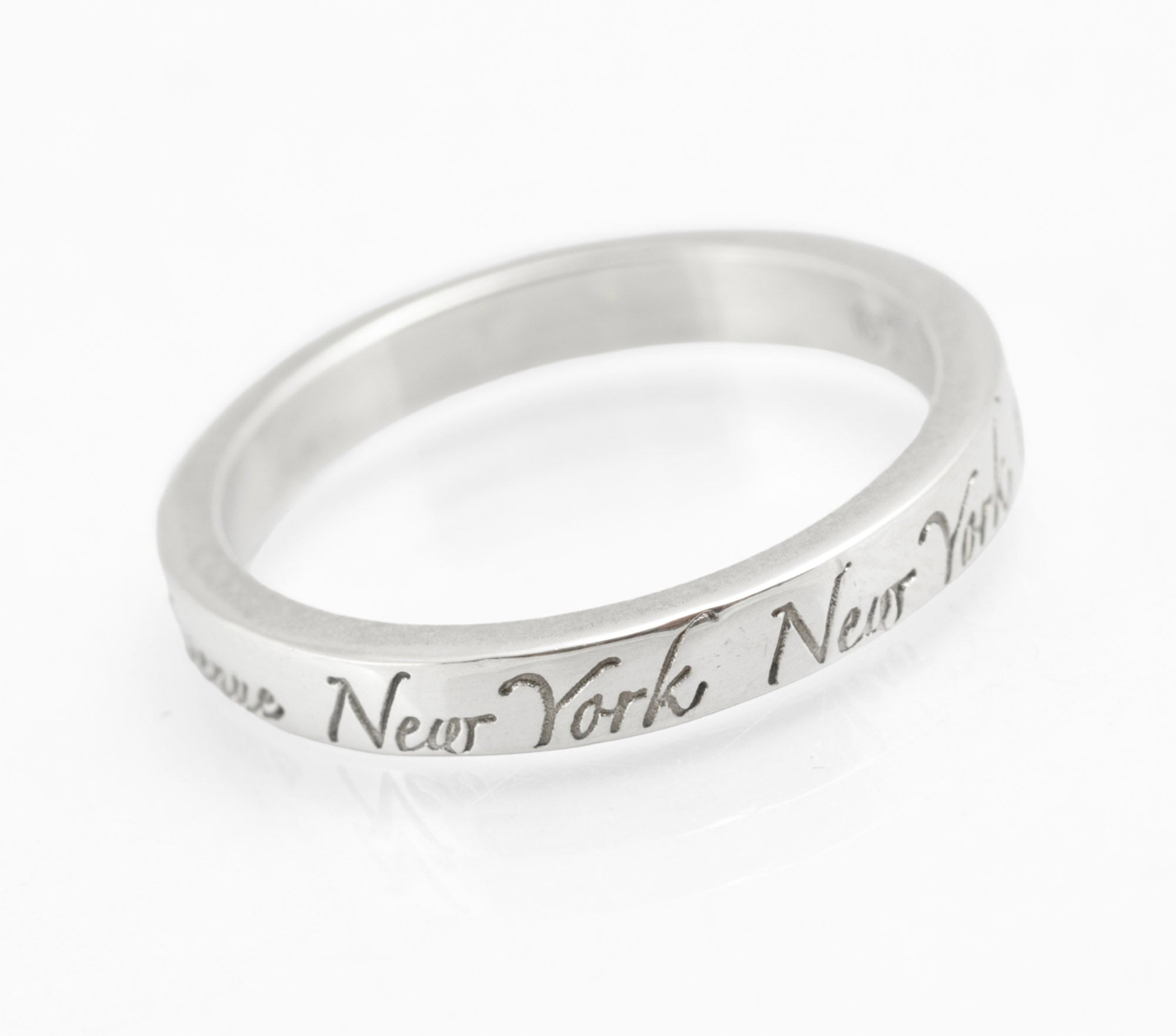 Tiffany & Co 727 Fifth Avenue Classic Script, Sterling Silver 925 Ring, UK Size M (C2958)