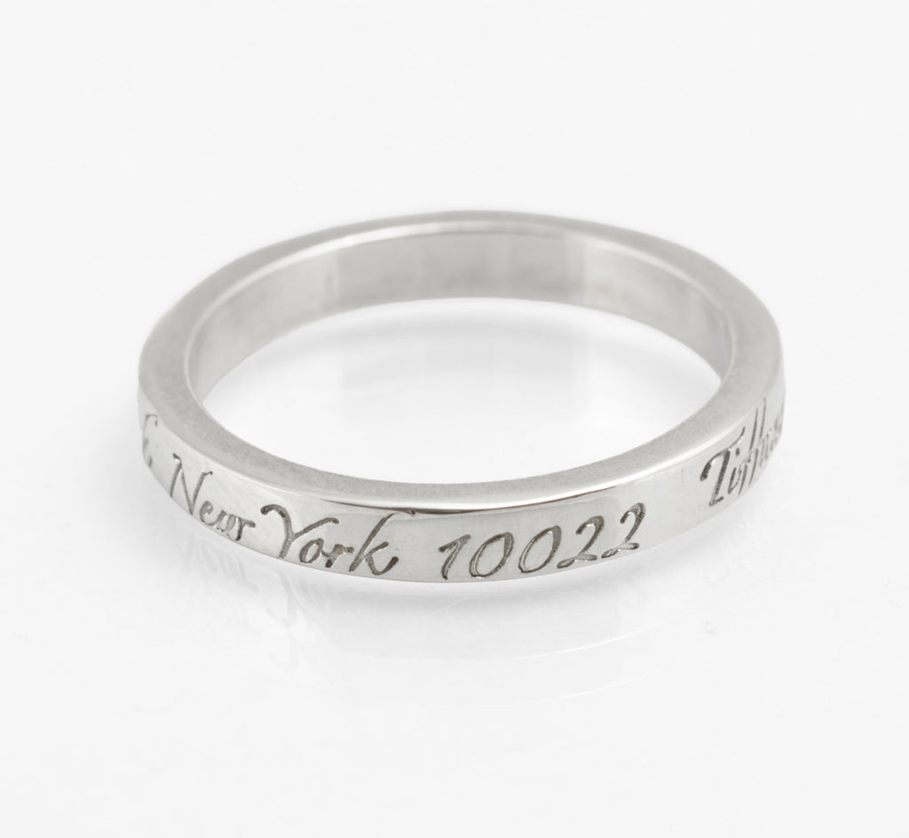 Tiffany & Co 727 Fifth Avenue Classic Script, Sterling Silver 925 Ring, UK Size M (C2958)
