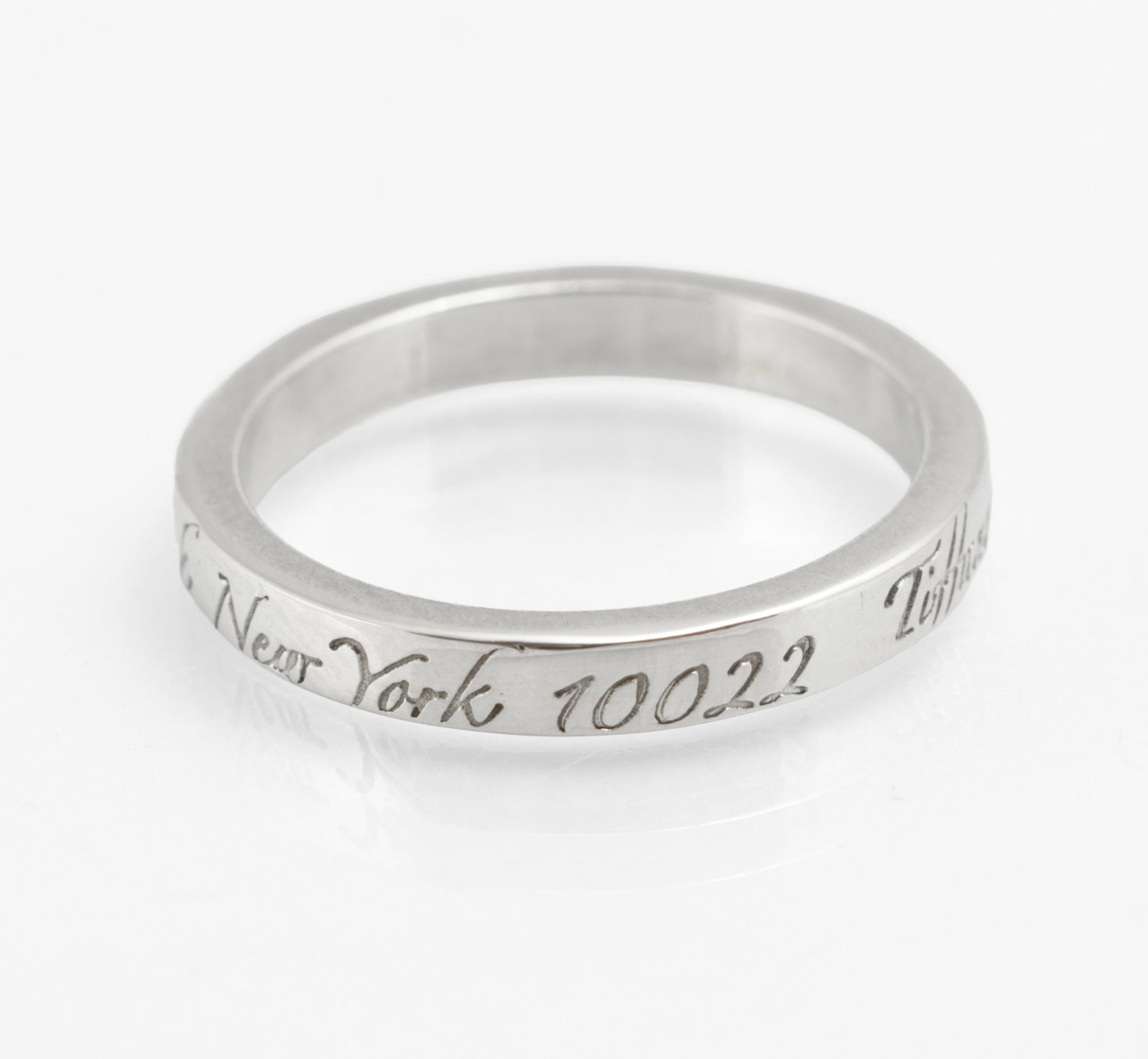Tiffany & Co 727 Fifth Avenue Classic Script, Sterling Silver 925 Ring, UK Size M (C2958)