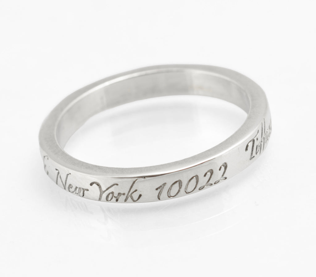 Tiffany & Co 727 Fifth Avenue Classic Script, Sterling Silver 925 Ring, UK Size M (C2958)