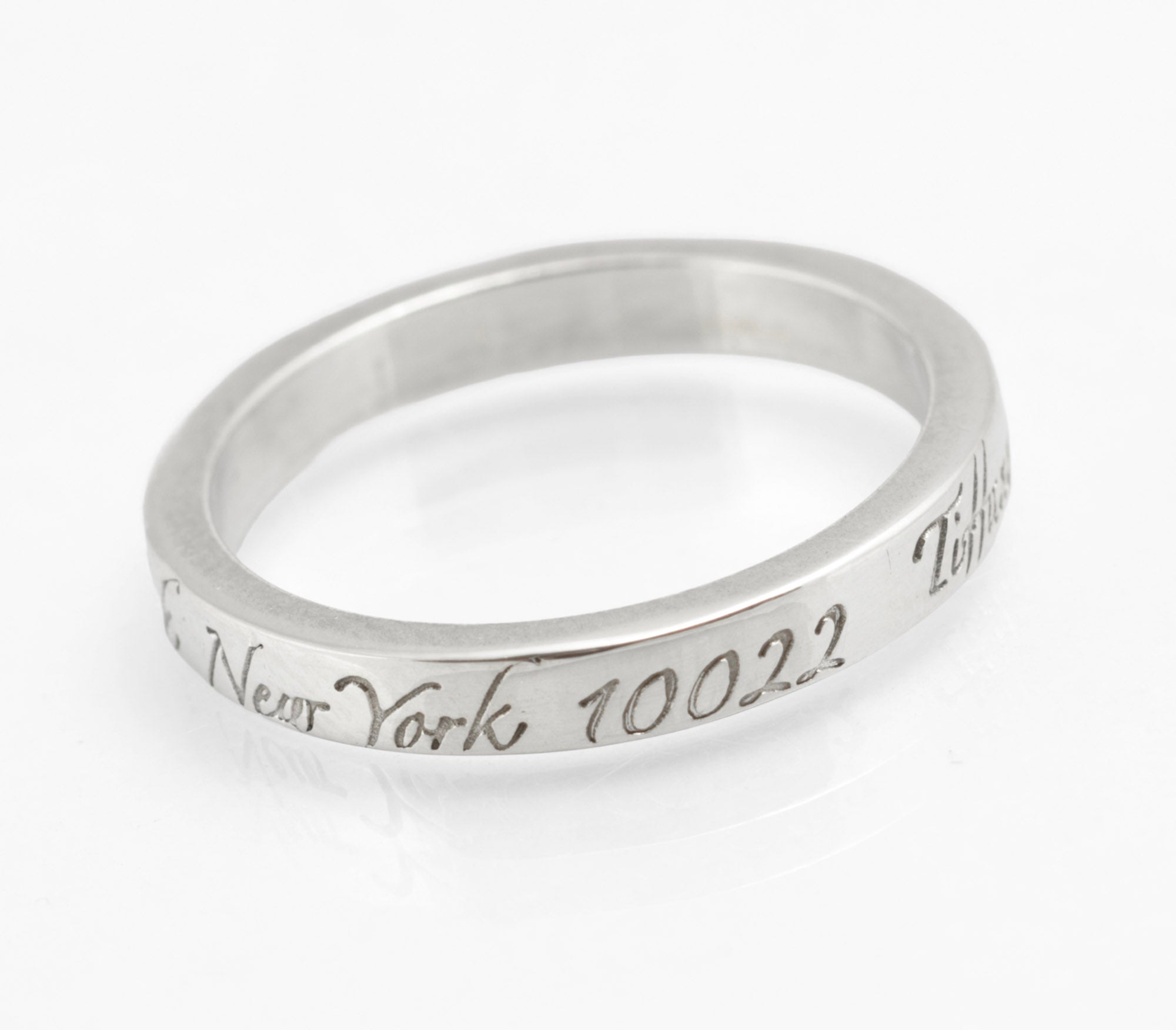 Tiffany & Co 727 Fifth Avenue Classic Script, Sterling Silver 925 Ring, UK Size M (C2958)