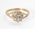Vintage 9ct Gold Natural Zircon Cluster Ring with Rope Twist Shoulders, Birmingham 1979 UK Size J1/2 (C2959)