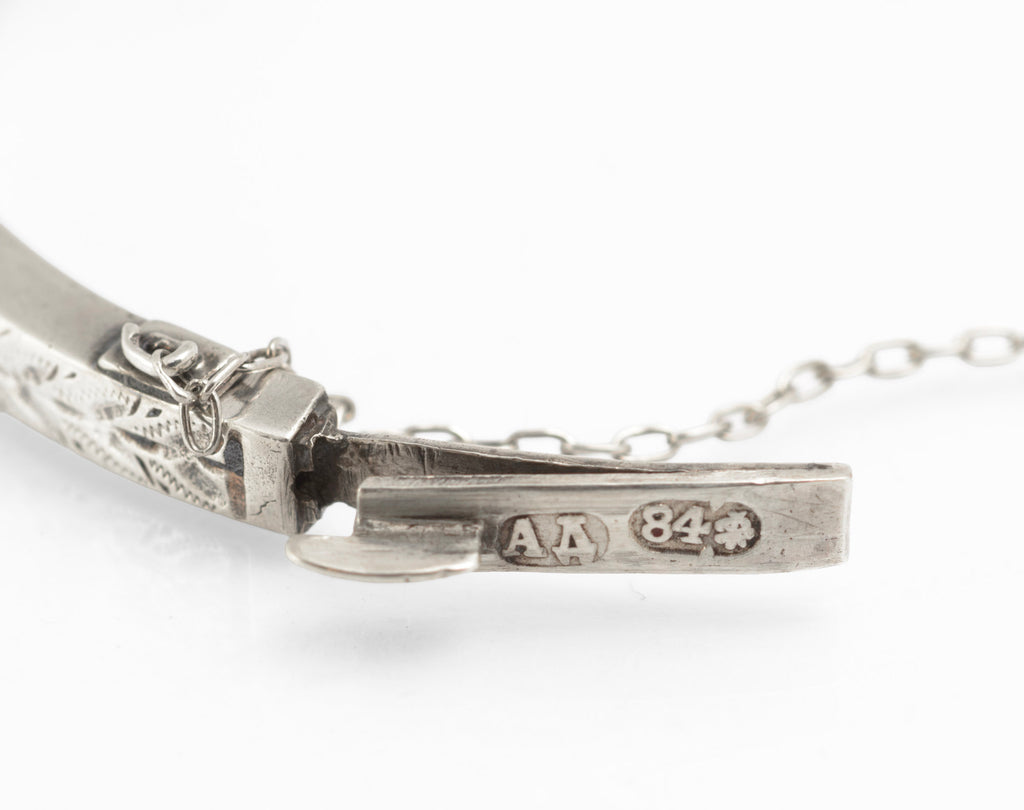 Antique Russian 84 Silver Niello and Turquoise Bangle, Likely Kubachi, Late 19th Century (C2960)
