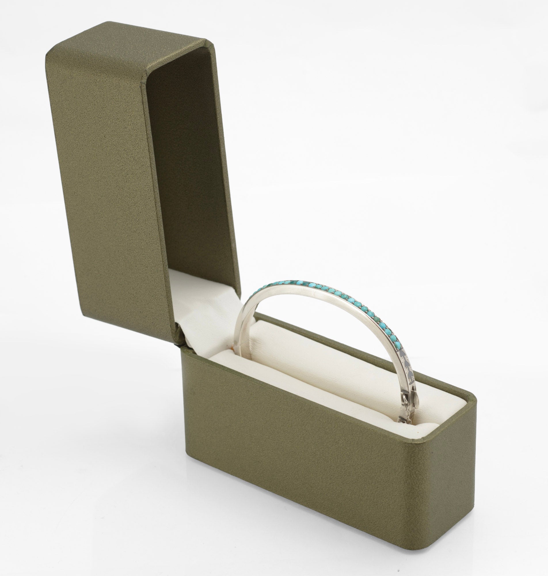 Antique Russian 84 Silver Niello and Turquoise Bangle, Likely Kubachi, Late 19th Century (C2960)